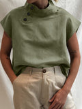 Women's Solid Color Slim Fit Standing Collar Shirt