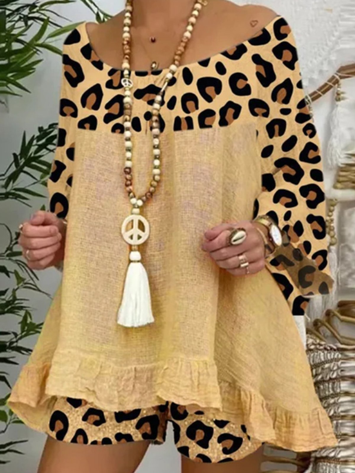 Women's Leopard Stitching Cotton Suit