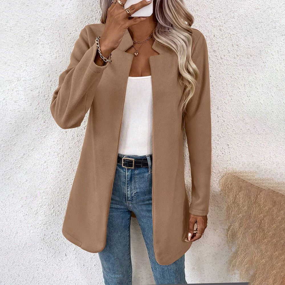 Basic Long Sleeve Plain Outerwear