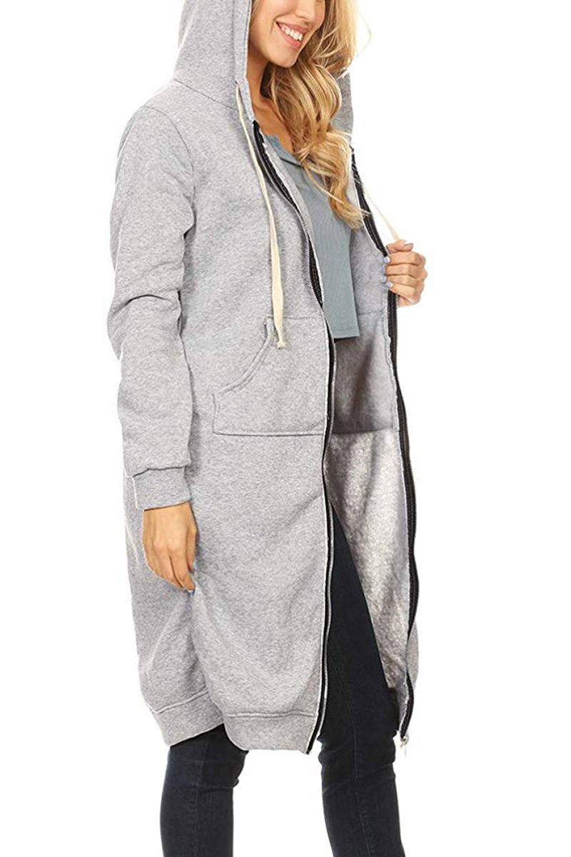Long Zip Sweatshirt Hoodie