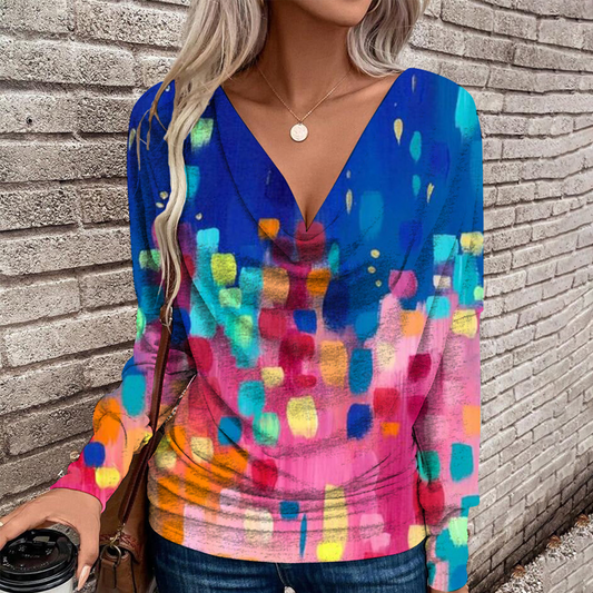 Attractive Print V-Neck Top