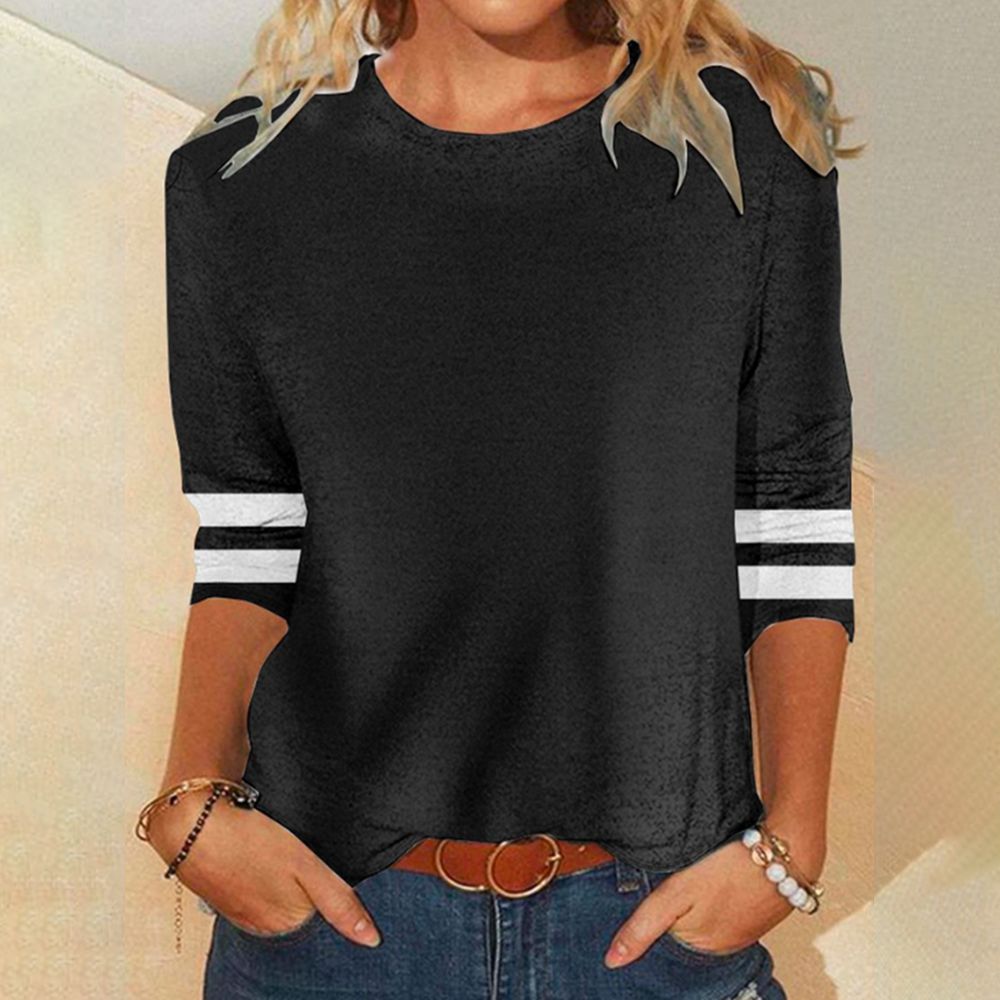 Black And White Round Neck Top