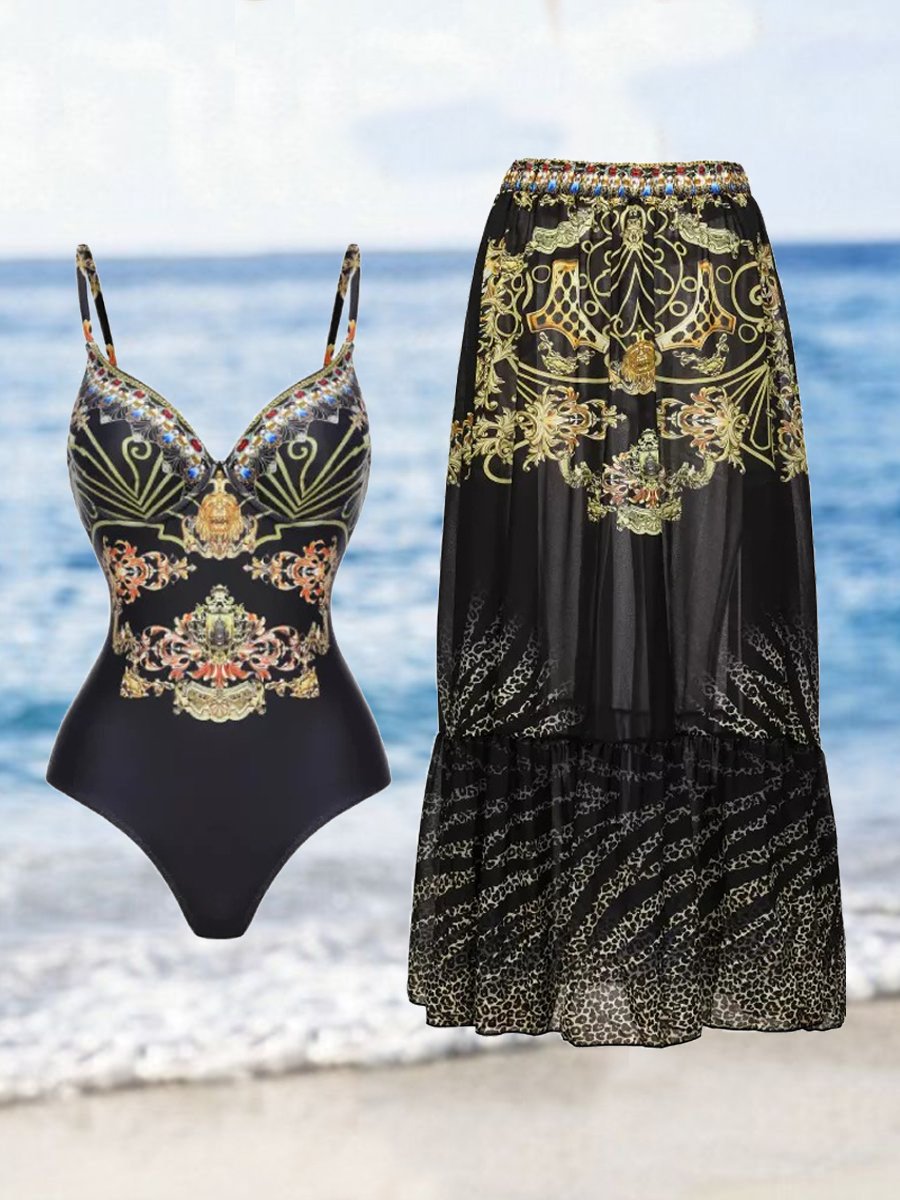 Printed Backless Fashion Two Piece Swimsuit