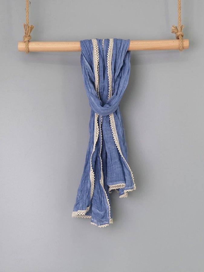 Women's Solid Lace Cotton Scarf