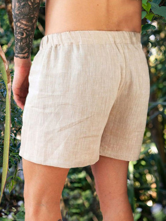 Retro Solid Color Casual Men's Shorts