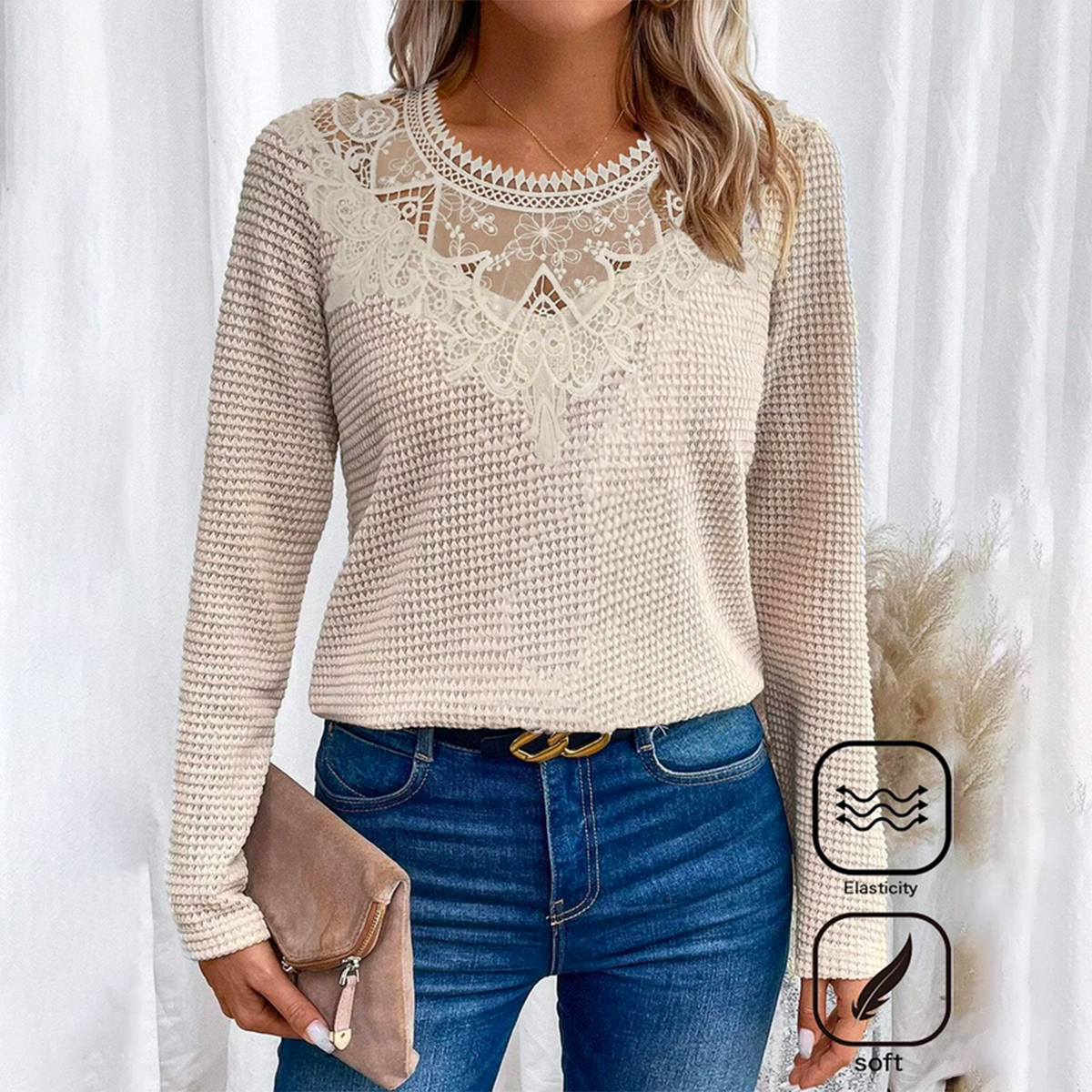 Apricot Plain Long Sleeve Top