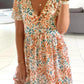 Tie-dye Floral Print Women's V-neck Dress