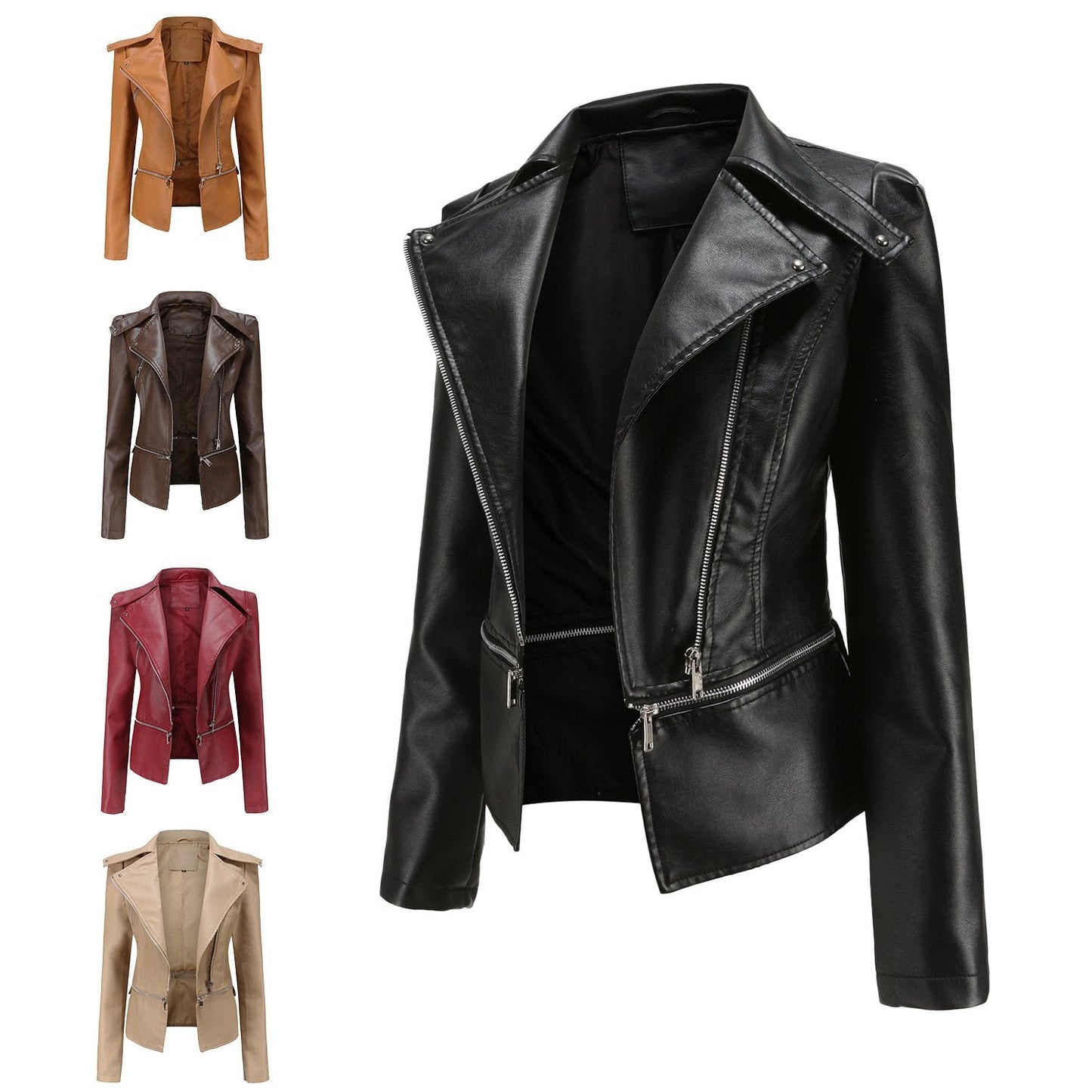 Zipper Soft Leather Jacket