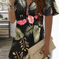 Print Short Sleeves Shift Above Knee Dress