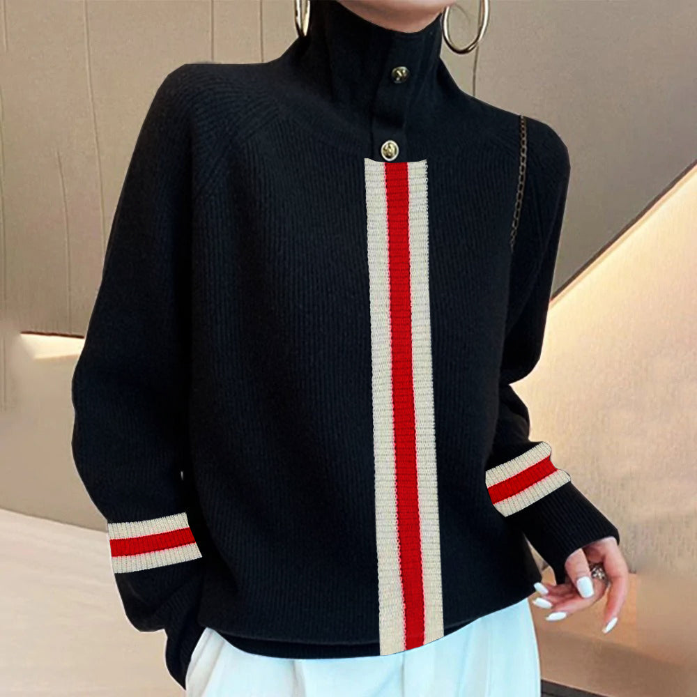 Trendy Print Mock Neck Sweater