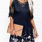 Printed Cold Shoulder Lace-sleeve Dress