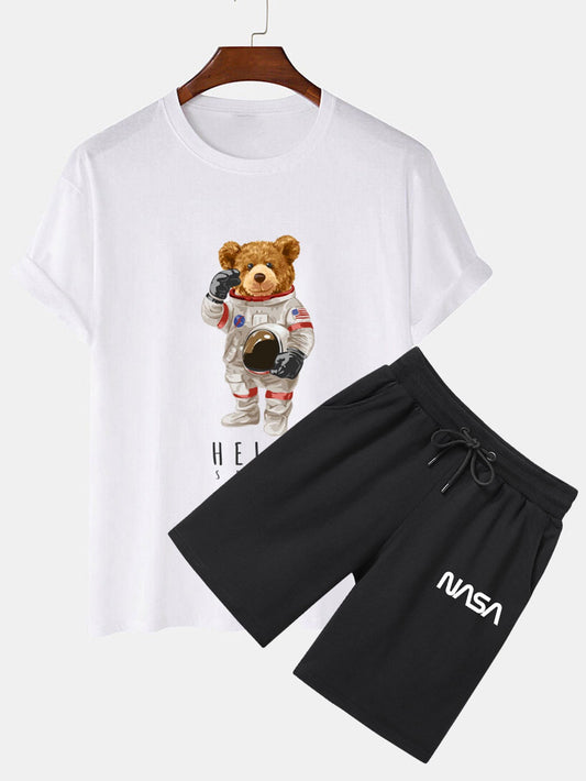 Astronaut Bear Print T-Shirt & NASA Print Shorts