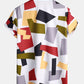 Geometric Color Block Print Button Up Shirt & Swim Shorts
