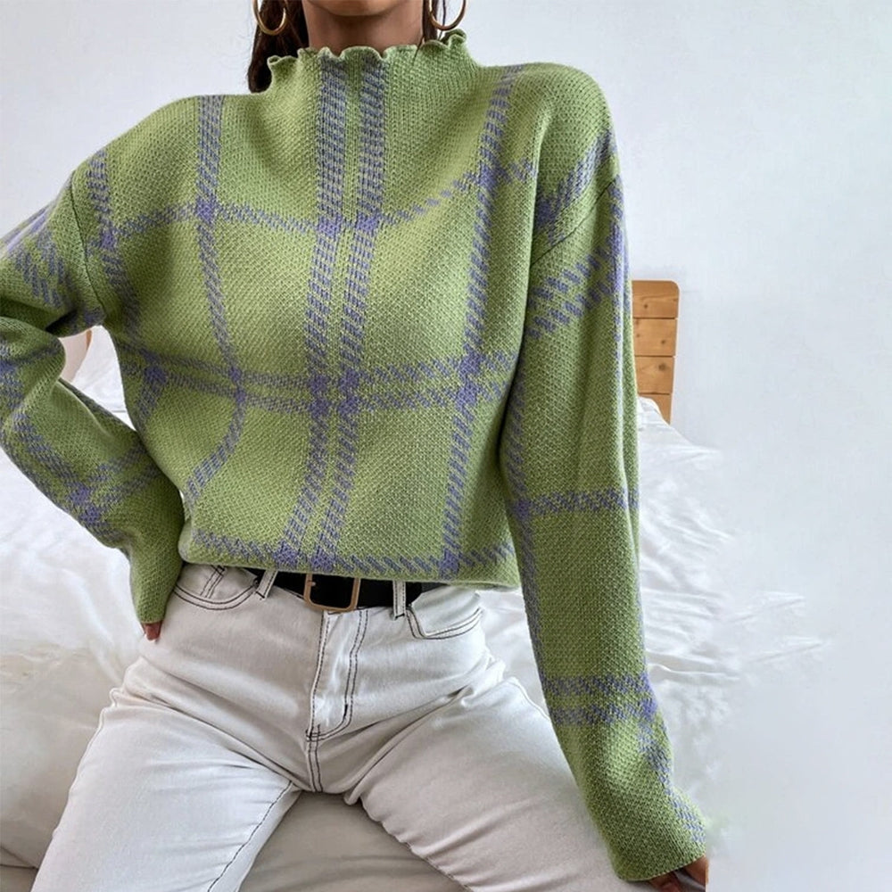 Fresh Print High Neck Sweater