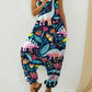Women's Cute Dinosaur Pockets Sleeveless Jumpsuit
