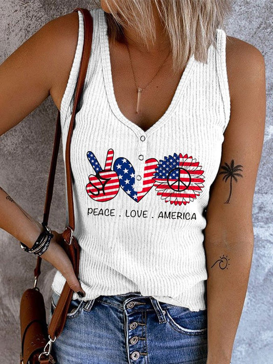 Women's Peace Love America Button Vest