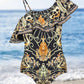 Fashion Patchwork Print One Piece Swimsuit