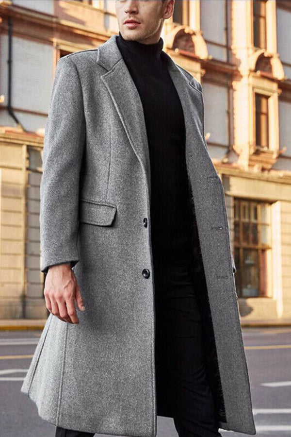 Men's Long Trench Coat Woolen Coat