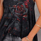 Rose Print Loose Camisole Vest