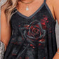 Rose Print Loose Camisole Vest