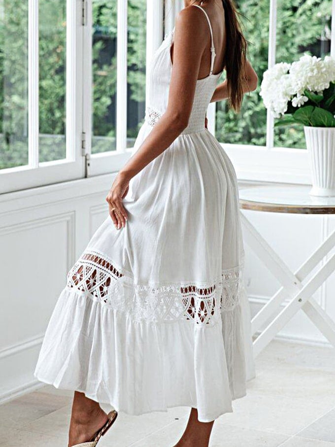 Women's Lace Stitching Sling Dress