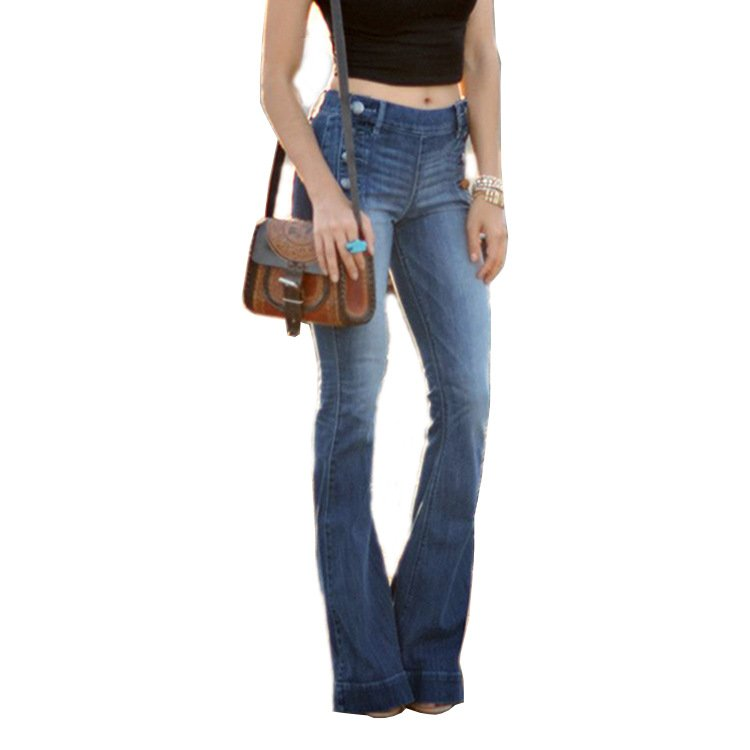 Plus Vintage Button Up Side Flare Jeans