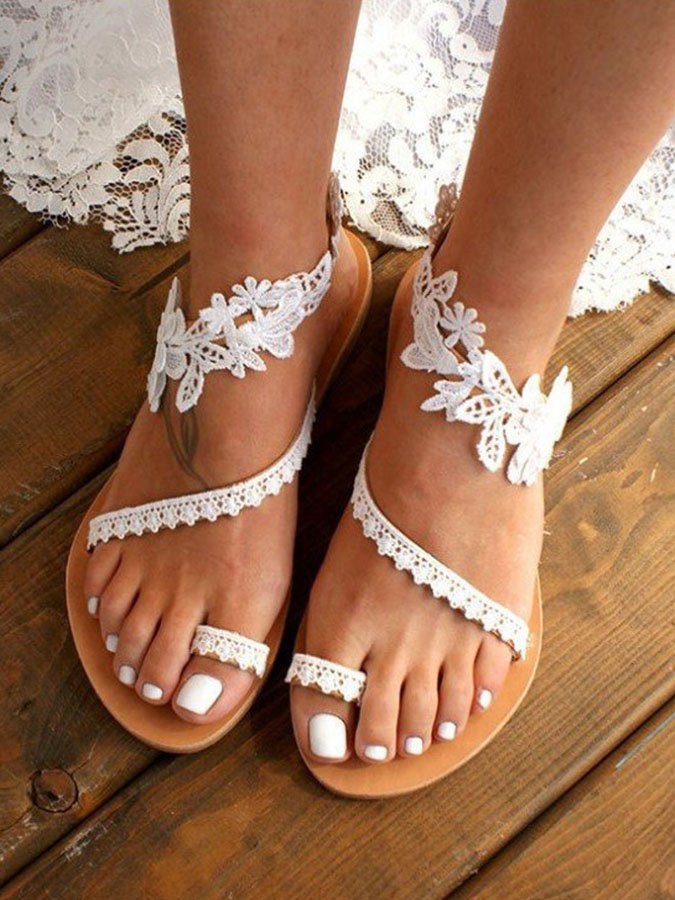 Flat Floral Seaside Ladies Roman Sandals