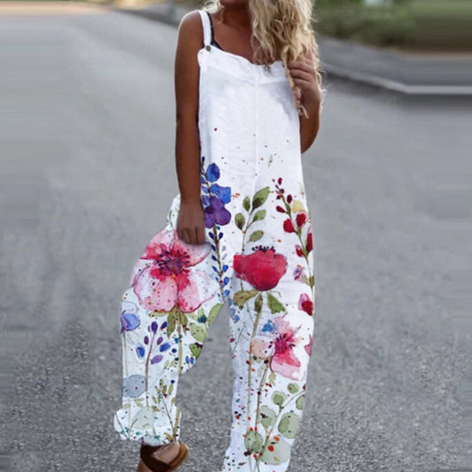 Ladies Floral Print Casual Jumpsuit