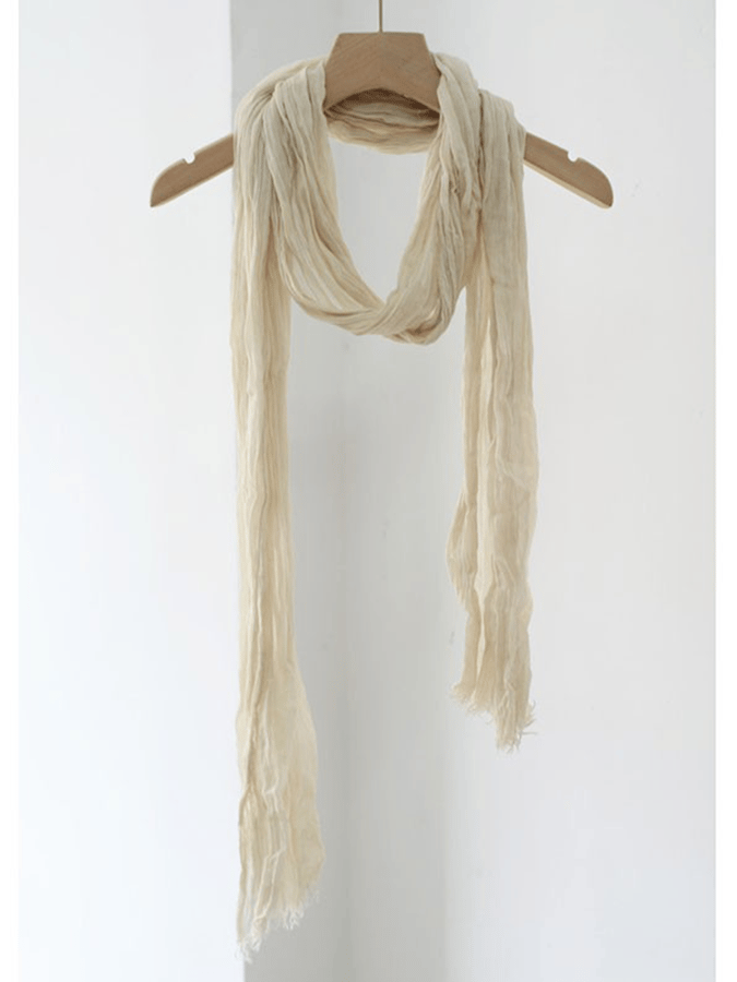 Women's small size pleated cotton and linen silk scarf