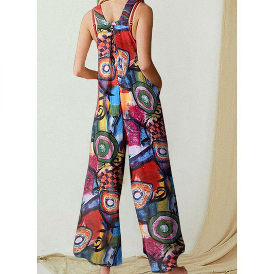 Print leisure high-waisted jumpsuit