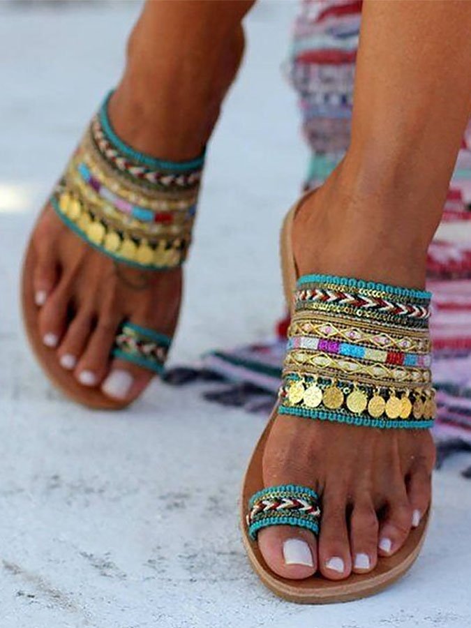 Retro Ethnic Flat Slippers