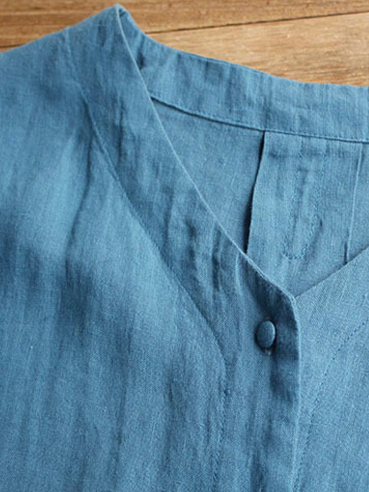 Women's Cotton Linen Embroidered Loose Casual T-Shirt