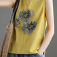 Ladies Cotton Linen Print Sleeveless Top