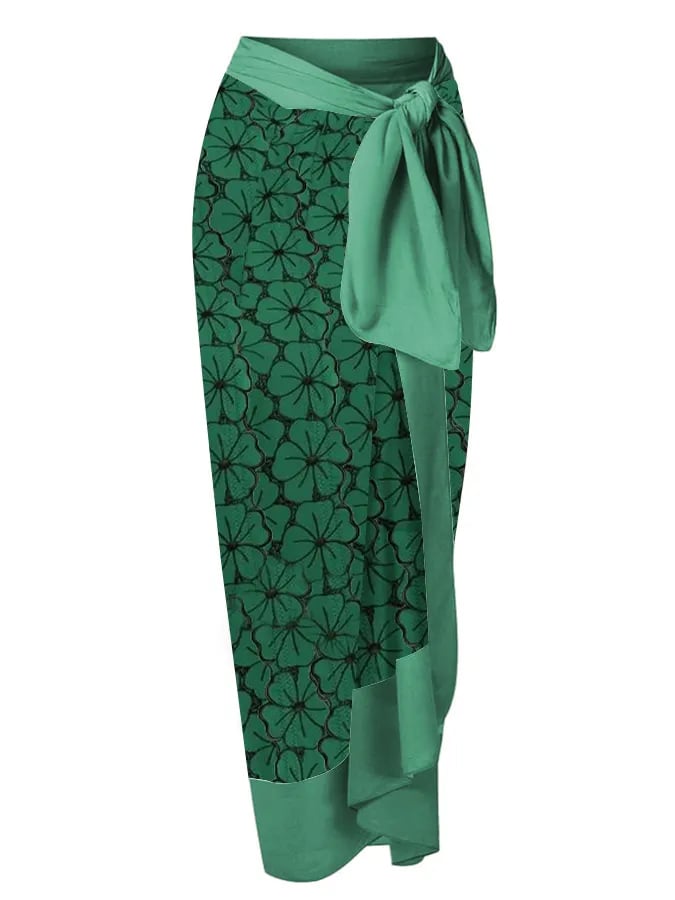 Women's Vintage Petal Tie Print One-Piece Swimsuit Set