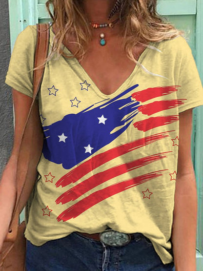 Women's Independence Day Flag Printed T-shirt
