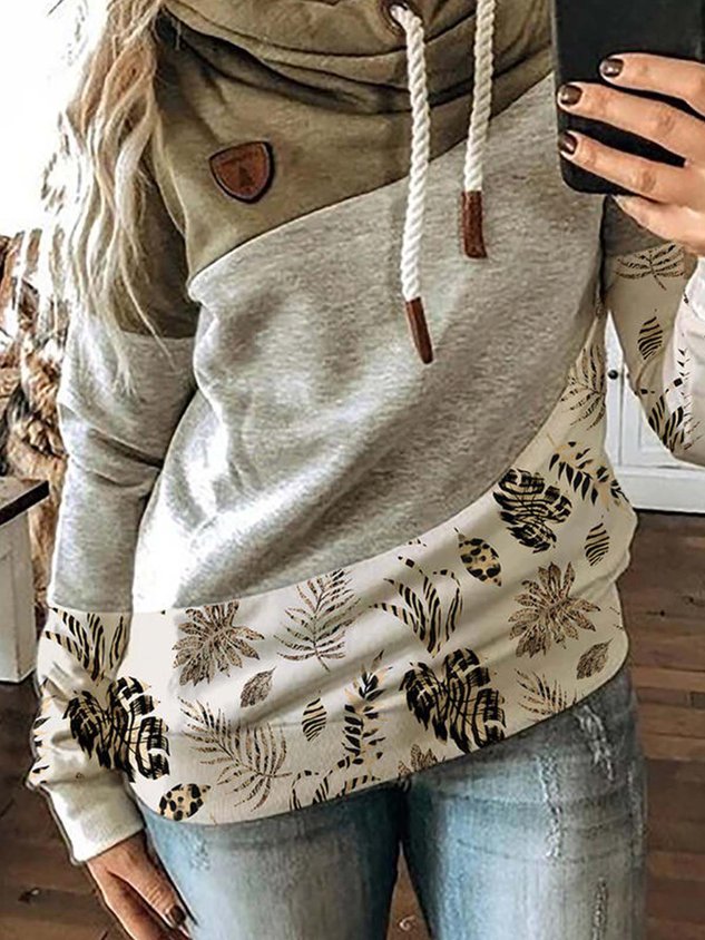 Farbblock Lässige Sweatshirts mit Kapuze