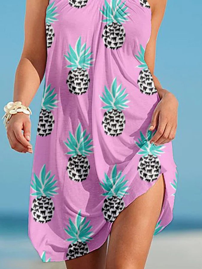 Printed Fruit Slip Dress