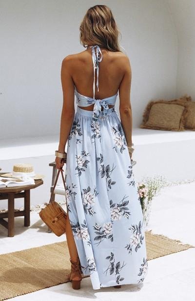 V-Neck Straps Floral Dress