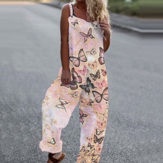 Ladies Floral Print Casual Jumpsuit