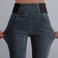 Hohe Taille  Wärme Unifarben Denim Lässig  Fest Jeans