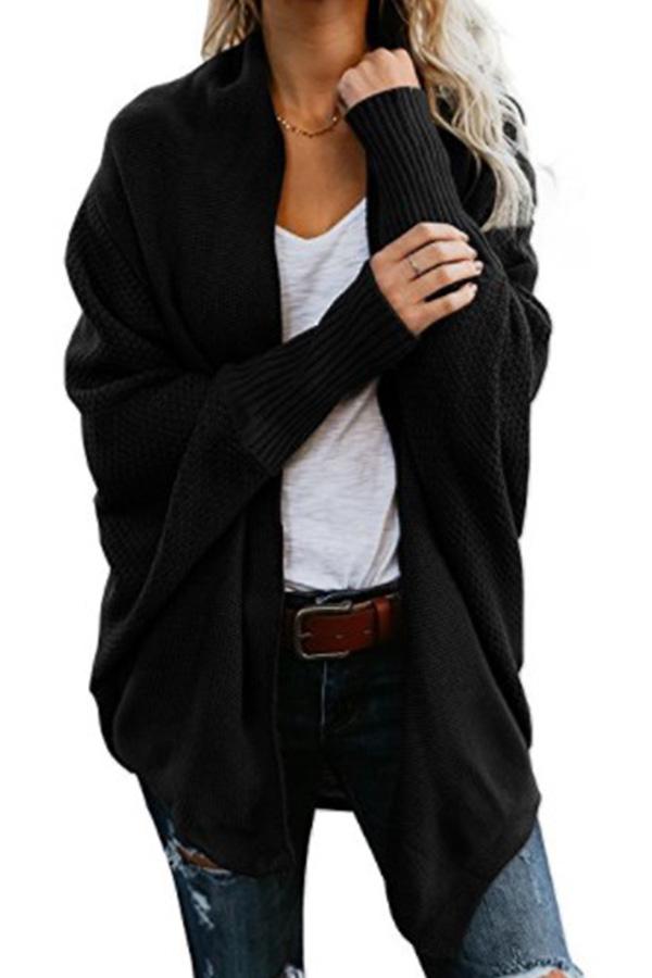 Asymmetric Hem Batwing Sleeve Cardigans