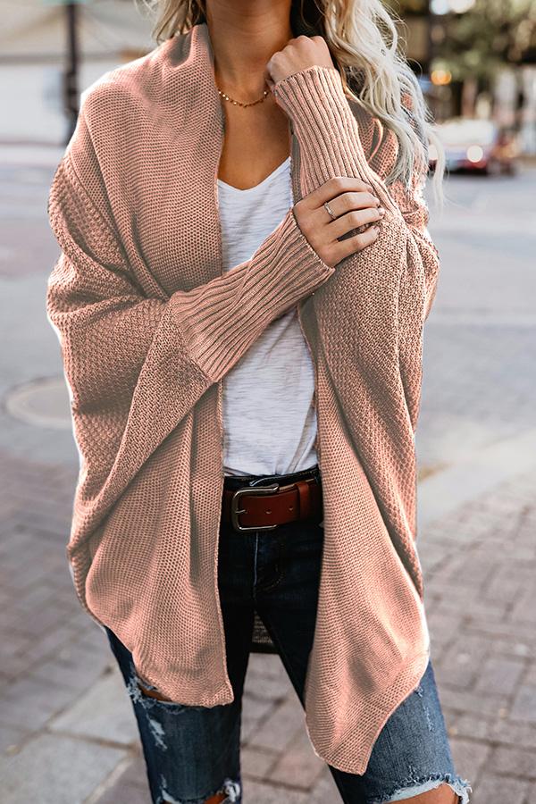 Asymmetric Hem Batwing Sleeve Cardigans