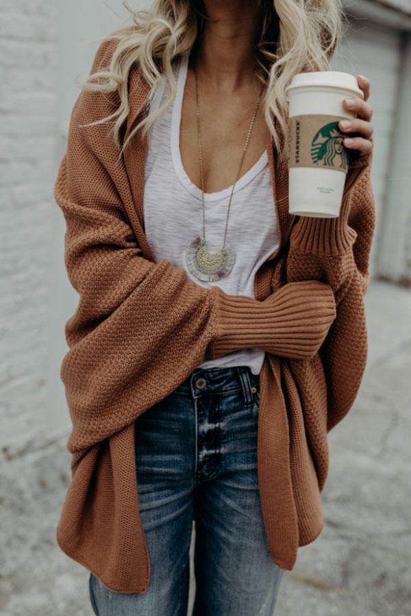 Asymmetric Hem Batwing Sleeve Cardigans