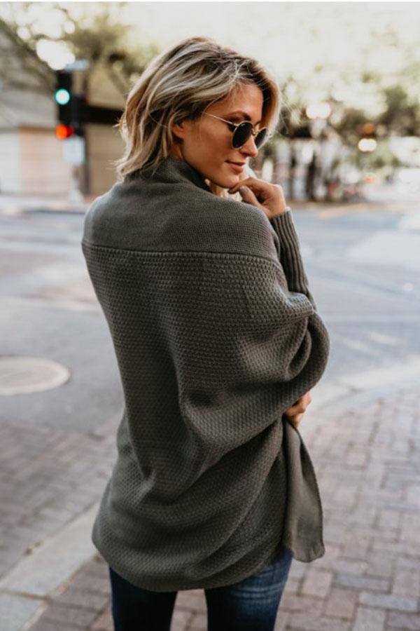 Asymmetric Hem Batwing Sleeve Cardigans