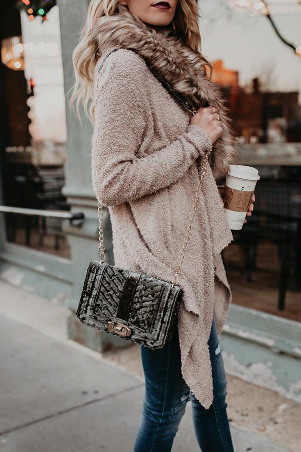 New Fashion loose knit cardigan fox fur collar sweater coat