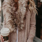 New Fashion loose knit cardigan fox fur collar sweater coat
