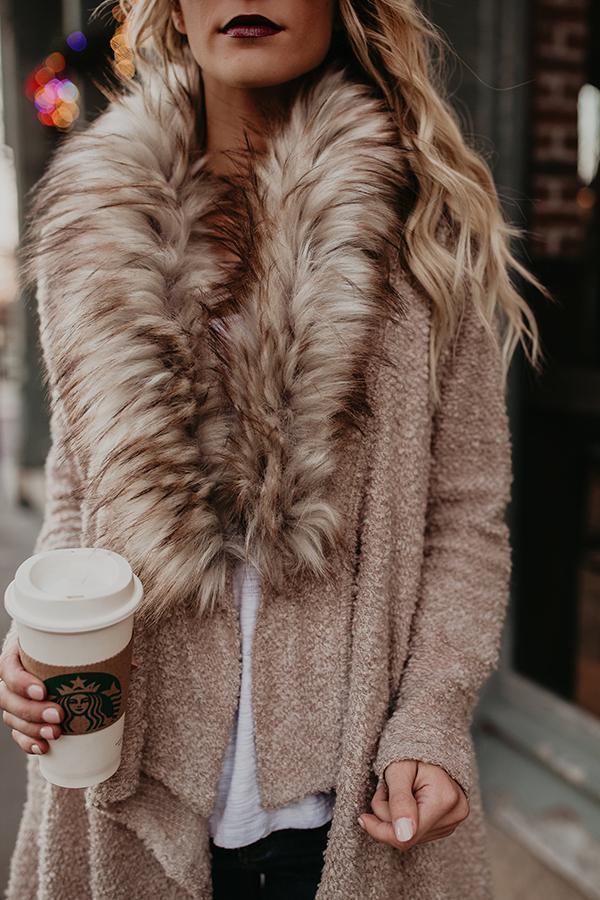 New Fashion loose knit cardigan fox fur collar sweater coat