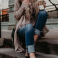 New Fashion loose knit cardigan fox fur collar sweater coat