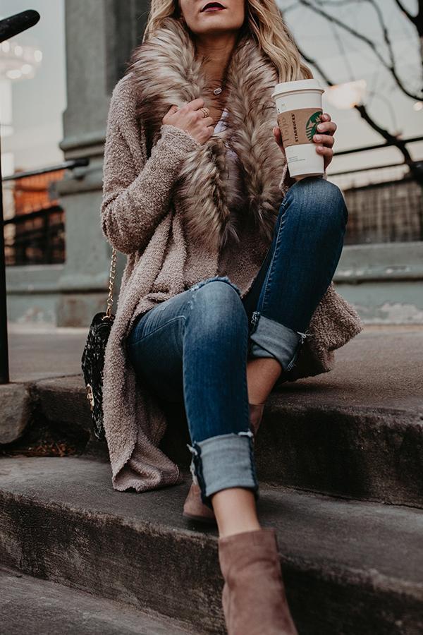 New Fashion loose knit cardigan fox fur collar sweater coat