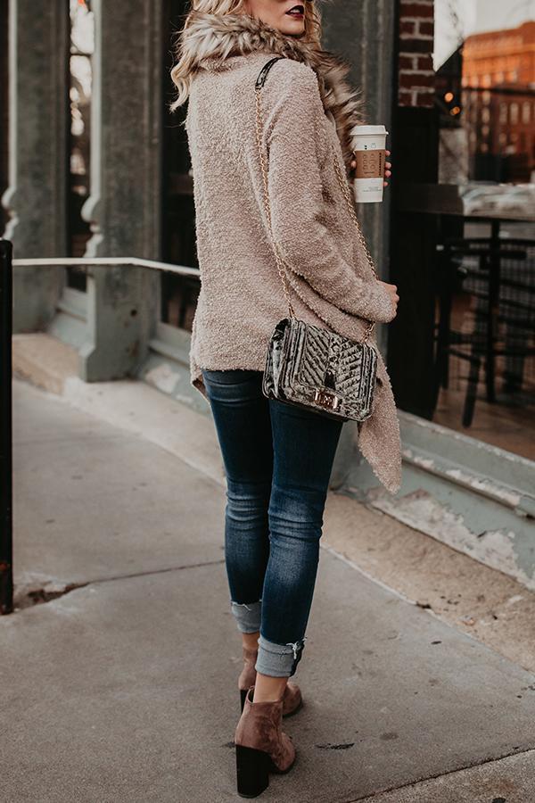 New Fashion loose knit cardigan fox fur collar sweater coat